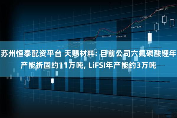 苏州恒泰配资平台 天赐材料: 目前公司六氟磷酸锂年产能折固约11万吨, LiFSI年产能约3万吨