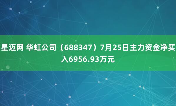 星迈网 华虹公司（688347）7月25日主力资金净买入6956.93万元