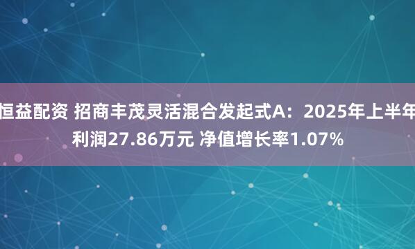 恒益配资 招商丰茂灵活混合发起式A：2025年上半年利润27.86万元 净值增长率1.07%