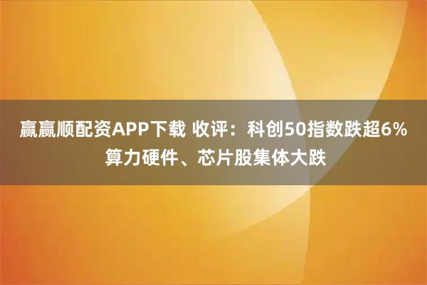 赢赢顺配资APP下载 收评：科创50指数跌超6% 算力硬件、芯片股集体大跌
